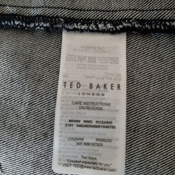Ted Baker Embroidered Dark Wash Denim Belted Dress NWT - Picture 5 of 7
